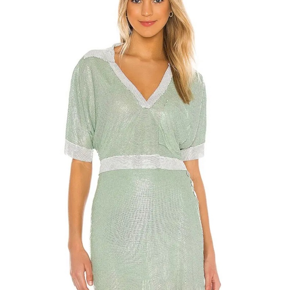 The Melisent Glo Mesh Crop Top in Mint Green